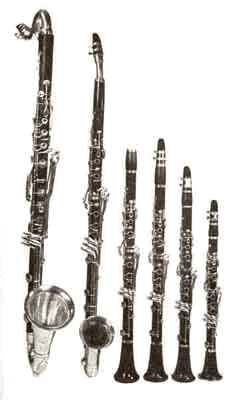 Some members of the clarinet family